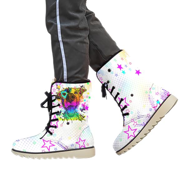 Winterboots mit Hundemotiv Hazel - gefütterte Winterschuhe, Stiefel, bunt, Grösse 35-44, Mix, Mischling, Staffordshire, Staff, AmStaff, SOKA, Familienhunde